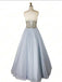 A-line Sweetheart Beaded Light Blue Long Prom Dress Unique Formal Gowns INR55