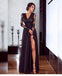 A-line V neck Long Sleeves Prom Dress Lace Appliques Formal Gowns INR73