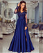 A-line V neck Long Sleeves Prom Dress Lace Appliques Formal Gowns INR73