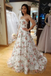 A Line Floral Long Prom Dresses Strapless Beautiful Flower Printed Prom Dresses INR43