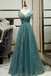 Spaghetti Straps Tulle Modest A Line Evening Dresses Long Prom Dress INR98