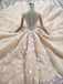 Princess Long Sleeves Ball Gown Wedding Dresses, Floral Appliques Wedding Gown INJ95