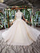 Off White High Neck Ball Gown Wedding Dresses, Open Back Beaded Wedding Gown INJ96