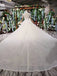 Off White High Neck Ball Gown Wedding Dresses, Open Back Beaded Wedding Gown INJ96