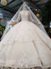 Elegant Scoop Ball Gown Wedding Dresses, 3/4 Sleeves Wedding Gown INJ97