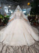 Elegant Scoop Ball Gown Wedding Dresses, 3/4 Sleeves Wedding Gown INJ97