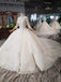 Elegant Scoop Ball Gown Wedding Dresses, 3/4 Sleeves Wedding Gown INJ97