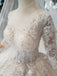 Elegant Scoop Ball Gown Wedding Dresses, 3/4 Sleeves Wedding Gown INJ97