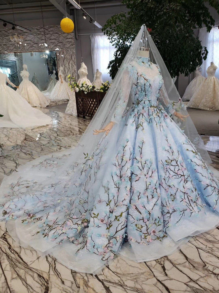 Stunning Light Blue Ball Gown Wedding Dresses, Quinceanera Dresses INJ98