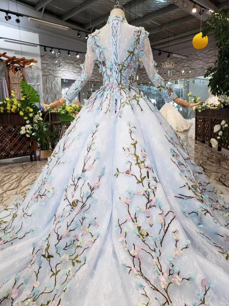 Stunning Light Blue Ball Gown Wedding Dresses, Quinceanera Dresses INJ98