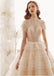 Princess High Neck Ball Gown Wedding Dresses, Short Sleeves Bridal Dress INK1