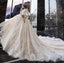 Charming Half Sleeves Ball Gown Wedding Dresses, Appliques V Neck Bridal Dress INK2