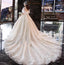 Charming Half Sleeves Ball Gown Wedding Dresses, Appliques V Neck Bridal Dress INK2