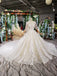 Lace Half Sleeves Ball Gown Wedding Dresses, Fashion Beading Big Wedding Gown INK3