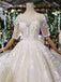 Lace Half Sleeves Ball Gown Wedding Dresses, Fashion Beading Big Wedding Gown INK3