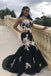 Black Mermaid Prom Dresses Strapless Embroidery Applique Sexy Prom Dresses INP4