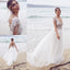 stunning Beading A Line Round Neck Sexy Long Beach/Coast Wedding Dresses IN266