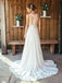 Elegant A-Line Round Neck Chiffon with Lace,Beach Boho Wedding Dresses INM88