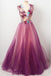 Tulle Flower A Line Prom Dresses Scoop neck Appliqued Party Dress INP15