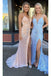 Elegant Mermaid Sequin V Neck Long Prom Dresses Formal Evening Dresses IN1942