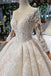 Princess Long Sleeves Ball Gown Lace Wedding Dresses, Long Bridal Dress INN43