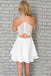 White Spaghetti Straps Short Mini V neck Homecoming Dresses,Graduation Dresses IN435