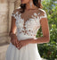 Ivory Lace Front Slit See Through Cap Sleeves Custom Made Beach Wedding Dresses IN273