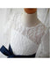 A-line Scoop 1/2 Sleeves Navy Sash Floor-Length Tulle Flower Girl Dresses IN726