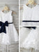 White A-line Scoop Sleeveless Bowknot Floor-Length Lace Flower Girl Dresses IN725