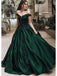 Off Shoulder Dark Green A-line Long Evening Prom Dresses, Cheap Sweet 16 Dresses ING41