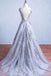 Glamorous A-Line Round Neck Gray Tulle Ball Gown Long Prom Dress IN142