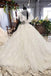 Elegant Ball Gown Big Wedding Dresses, Appliques Bridal Dress with Short Sleeves INN73