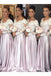 Beautiful A-Line Long Sleeves Pink Bridesmaid Dress with Lace IN652