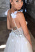 Floral Open Back Deep V-neck Straps Tulle Appliques Prom Dress,, Floral Princess Wedding Dress IN180