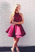 Two Piece A Line Burgundy Lace Top Homecoming Dresses IND26