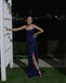 Navy Blue Sequin Long Prom Dresses Mermaid Cross Back Evening Party Dresses IN1939