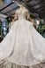 Ball Gown Half Sleeves Lace Bridal Dress with Sequins, Princess Long Wedding Dress INN72