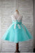 Blue Ball Gown Scoop Sleeveless Bowknot Floor-Length Tulle Appliques Flower Girl Dresses IN722