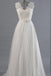 Princess A Line V Neck Ball Gown White Lace Tulle Wedding Dresses With Flowers Belt IN183