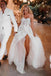 A-line Sweetheart Lace Appliques Bohemian Wedding Dress with Slit IN1978