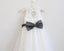 Light Ivory Lace Tulle Long Sleeveless Flower Girl Dress With Dark Grey Sash/Bows IN212