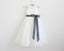 Light Ivory Lace Tulle Long Sleeveless Flower Girl Dress With Dark Grey Sash/Bows IN212