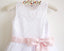 White Lace Flower Girl Dress Pink Sash Baby Girls Dress Lace Tulle White Flower Girl Dress IN210