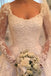 Long Sleeves Scoop Off White Lace A Line Elegant Wedding Dresses ING93