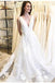 Cheap A-Line Deep V-Neck Backless Long Wedding Dress with Appliques INB61