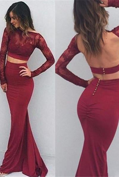 Two Pieces Backless Sexy Long Prom Dresses For Women stunning  IN136