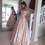 stunning A Line Pink Burgundy Prom Dresses With Pockets, Long Evening Party Dresses IN103