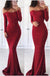 Sexy Off Shoulder Mermaid Long Sleeves Red Prom Dress,Graduation Dress IN668