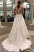 Cheap A-Line V-Neck Chiffon Ivory Wedding Dress with Lace INF93