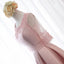 Pink Satin A Line Half Sleeves Lace Appliques Short Homecoming Dresses INC4
